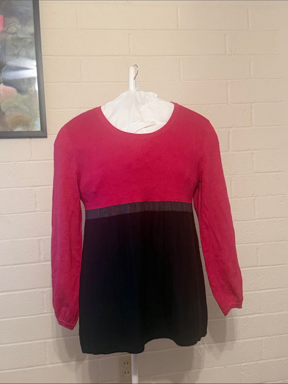 Style & Co. Colorblock Pink and Black Knit Top